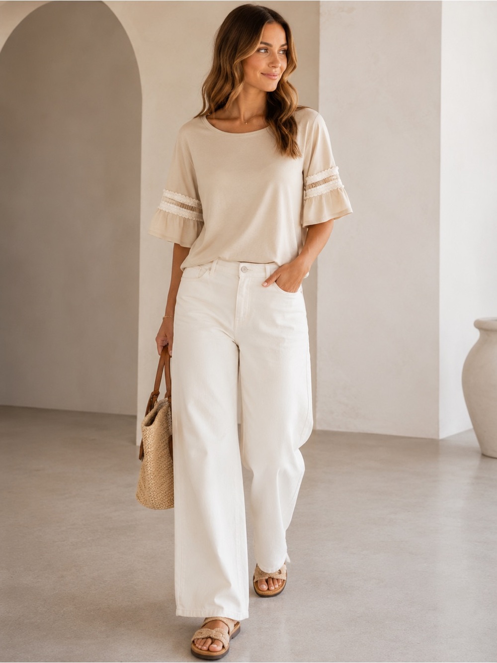 Weekend by Max Mara Elegant Cream Women's Top Large